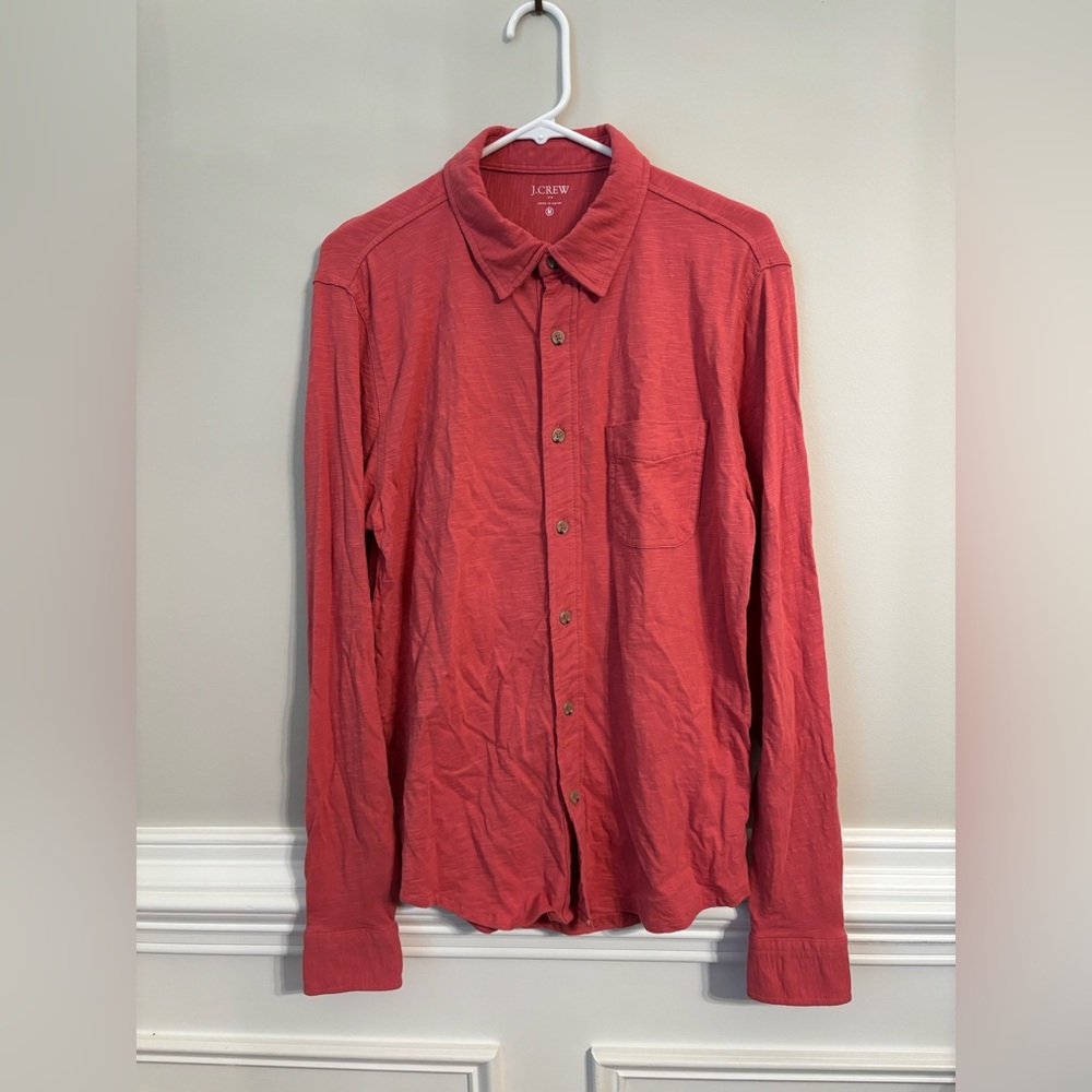 J. Crew Men's Red Long-Sleeve Shirt Size M